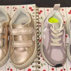 Veja Gold and Purple Kids Sneakers